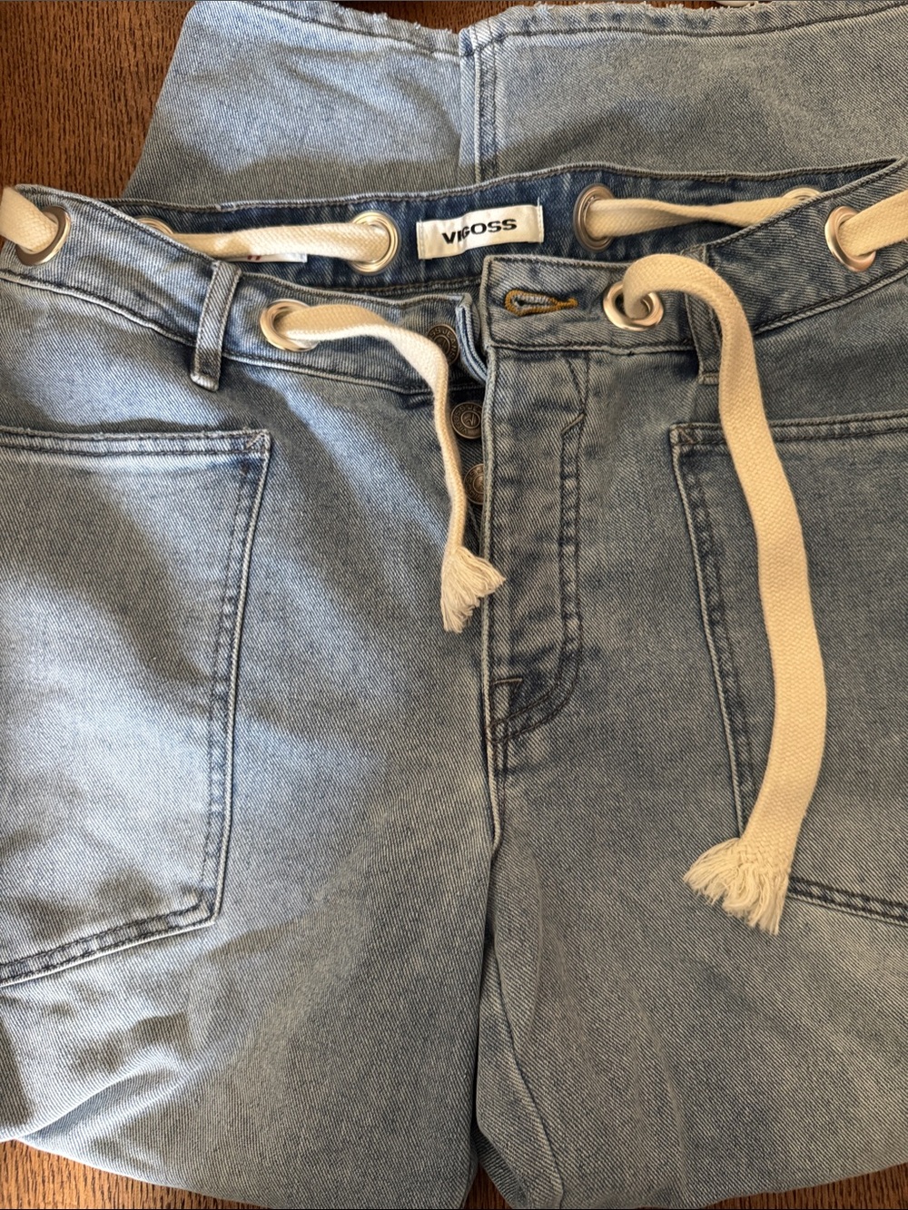 Vigoss Light Blue Relaxed Men’s Jeans with Drawstring Waist